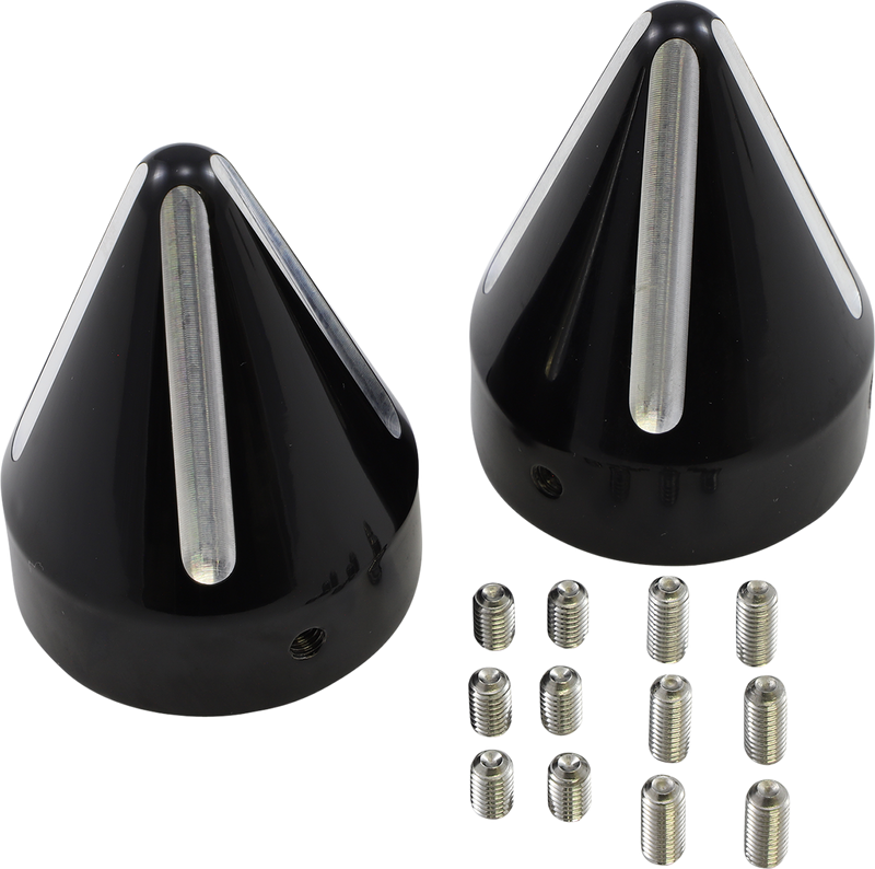 LA CHOPPERS Axle Caps - Black Cut - Spike LA-7813-00B