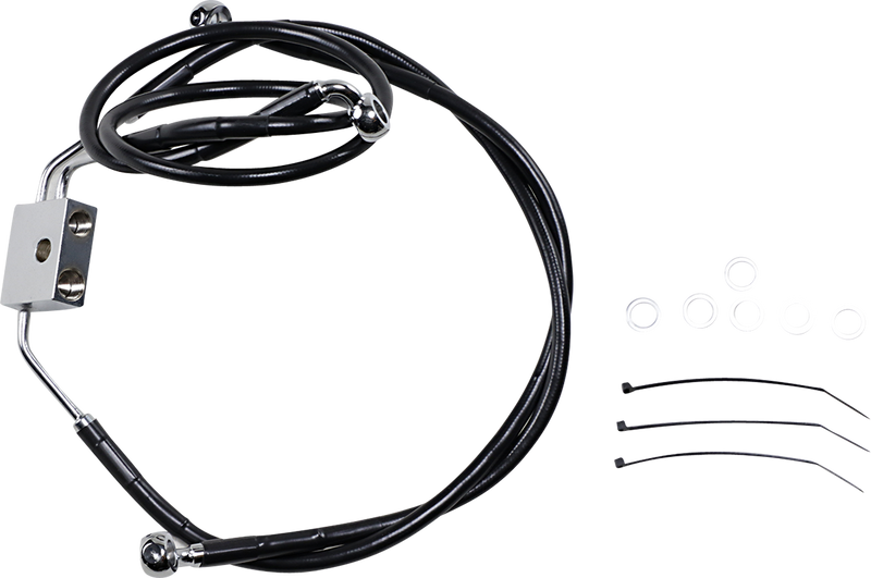 DRAG SPECIALTIES Brake Line - Front - Black - +10" - FXDF '12-'17 612137-10BLK