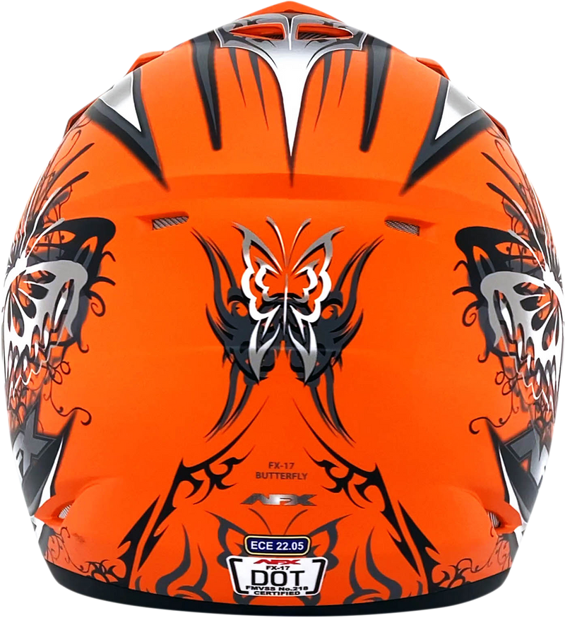 AFX FX-17Y Motorcycle Helmet - Butterfly - Matte Orange - Medium 0111-1382