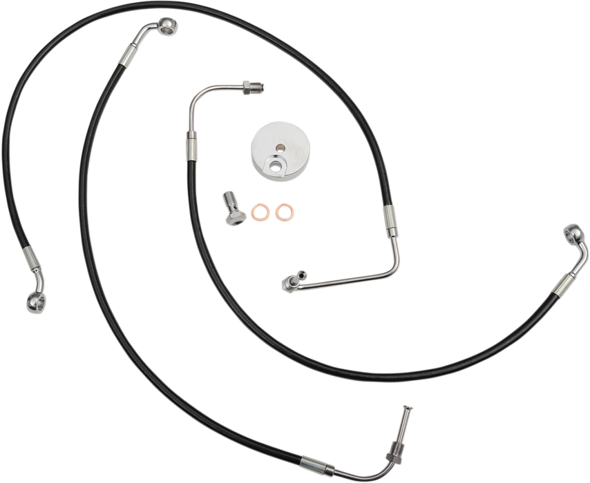 LA CHOPPERS Brake Line - 12" - 14" Ape Hanger Handlebars - Black LA-8010B13B