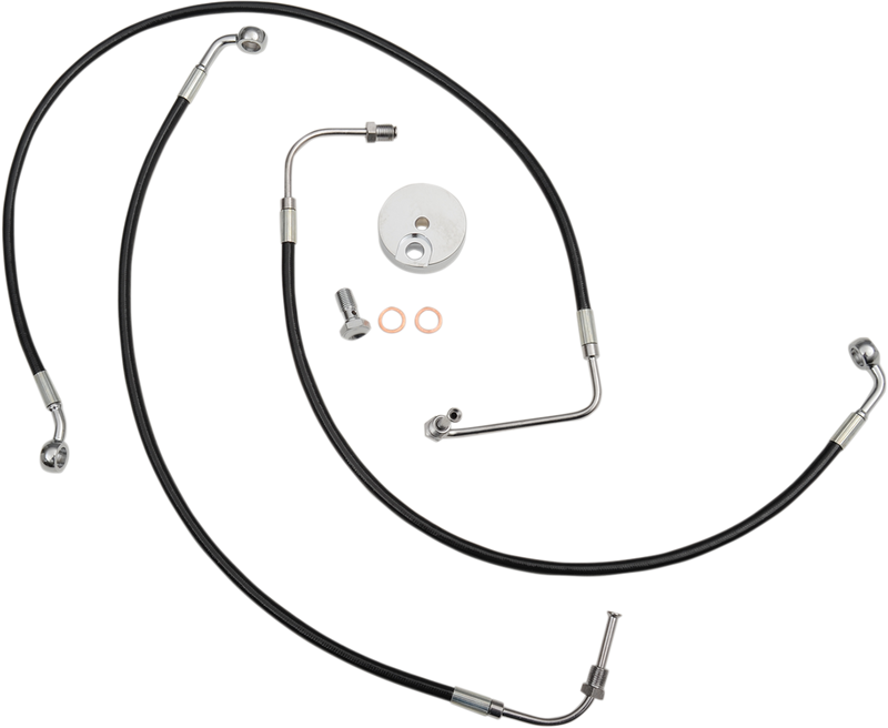 LA CHOPPERS Brake Line - 15" - 17" Ape Hanger Handlebars - Black LA-8010B16B