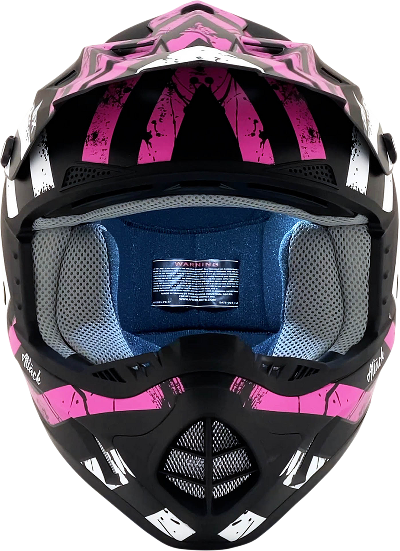 AFX FX-17 Motorcycle Helmet - Attack - Matte Black/Fuchsia - Large 0110-7169