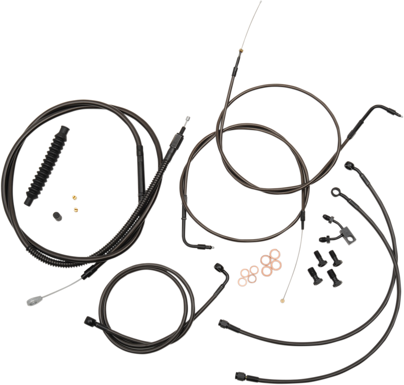 LA CHOPPERS Handlebar Cable/Brake Line Kit - 15" - 17" Ape Hanger Handlebars - Midnight LA-8150KT-16M
