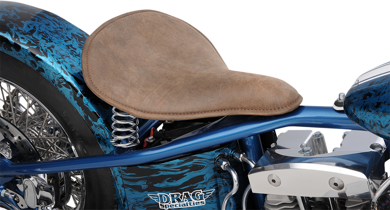 DRAG SPECIALTIES Seat - Spring Solo - Low-Profile - Large - Distressed Brown Leather/Perimeter Stitch 0806-0056