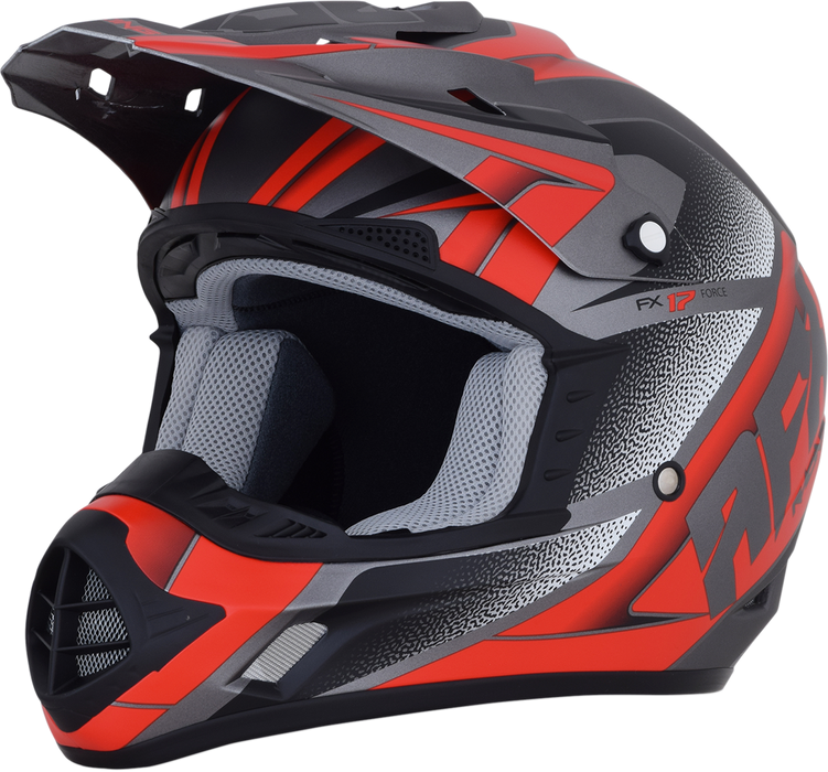 AFX FX-17 Motorcycle Helmet - Force - Frost Gray/Red - Large 0110-5205
