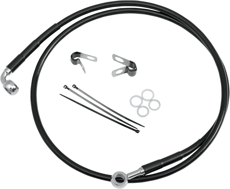 DRAG SPECIALTIES Brake Line - Front (Upper) - Black 640115-BLK