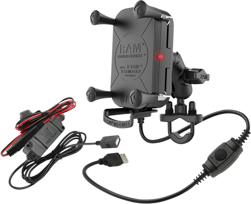 RAM MOUNTS Device Holder - Tough-Charge - Charging - Wireless - Waterproof - Hardwire Charger - U-Bolt Mount RAMB149ZAUN12WV