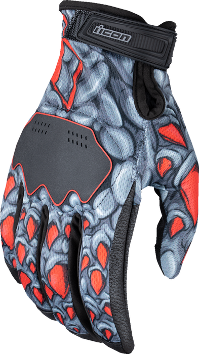 ICON Hooligan™ Kryola Kreep Motorcycle Gloves - Red - Small 3301-4728