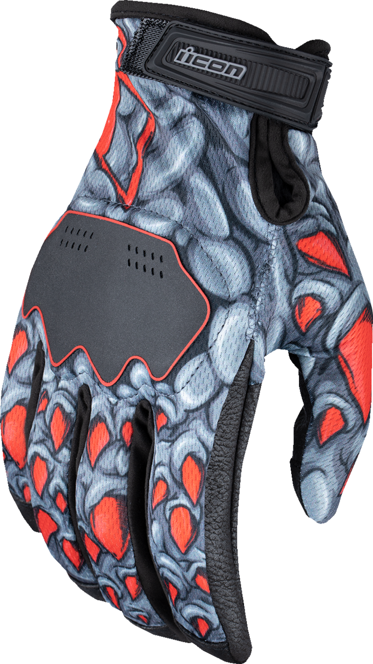 ICON Hooligan™ Kryola Kreep Motorcycle Gloves - Red - 3XL 3301-4733
