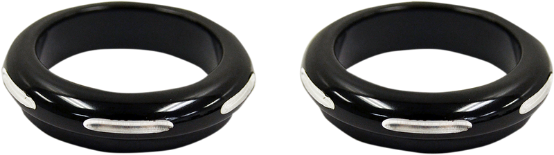 LA CHOPPERS Fork Dust Covers - 49 mm - Machined - Black/Silver LA-7503-49B2