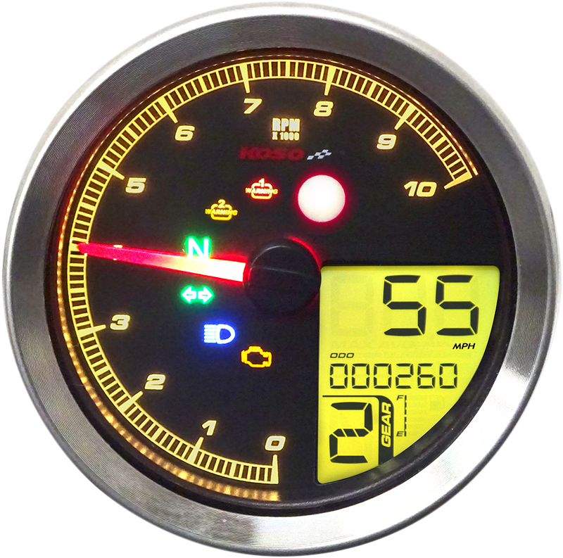 KOSO NORTH AMERICA TNT-04 Multi-Function Meter - Silver Bezel - 3.30" Diameter x 2.19" D BA051401