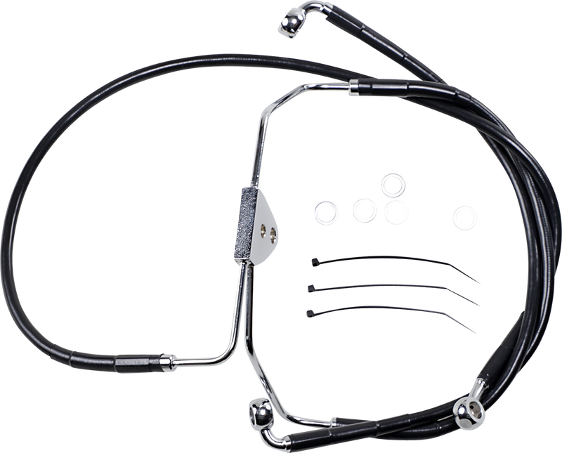 DRAG SPECIALTIES Brake Line - Front - Black - +4" 620085-4BLK