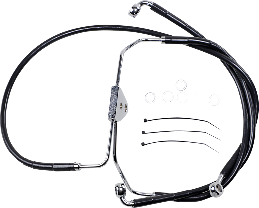 DRAG SPECIALTIES Brake Line - Front - Black - +4" 620085-4BLK