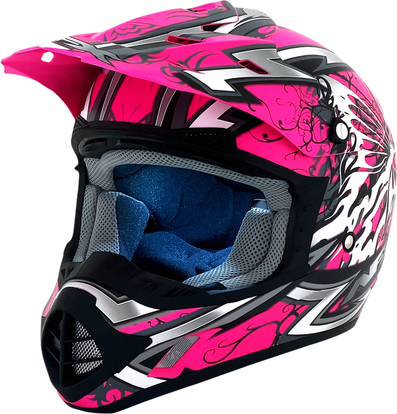 AFX FX-17 Motorcycle Helmet - Butterfly - Matte Hot Pink - Medium 0110-7108