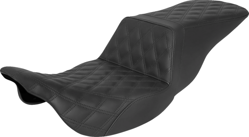 SADDLEMEN Step-Up Seat - Full Lattice Stitch - Black - FLH/FLT 808-07B-195