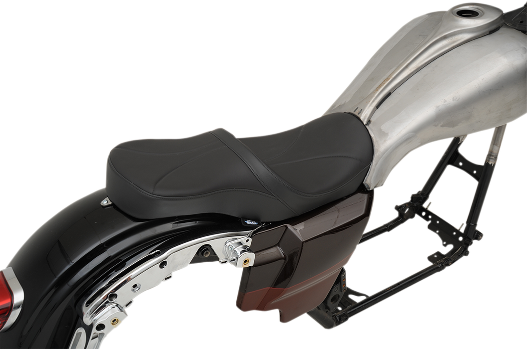 DRAG SPECIALTIES Low Touring Seat - Mild Stitched - Ness Winged Tanks - FL '08-'22 0801-1077