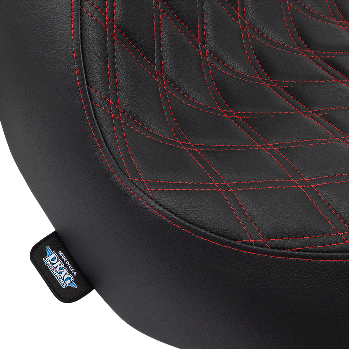 DRAG SPECIALTIES Solo Seat - Double Diamond - Red Stitching - '18-'22 FL/FX 0802-1515
