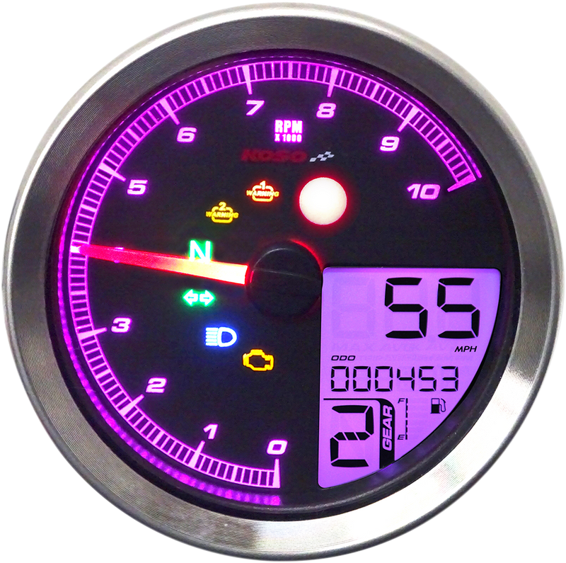 KOSO NORTH AMERICA TNT-04 Multi-Function Meter - Silver Bezel - 3.30" Diameter x 2.19" D BA051401