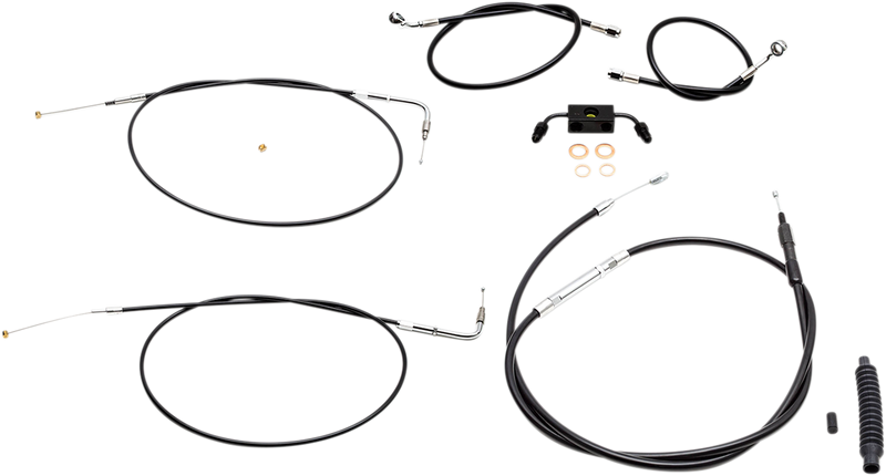 LA CHOPPERS Handlebar Cable/Brake Line Kit - 12" - 14" Ape Hanger Handlebars - Black Vinyl LA-8231KT-13B