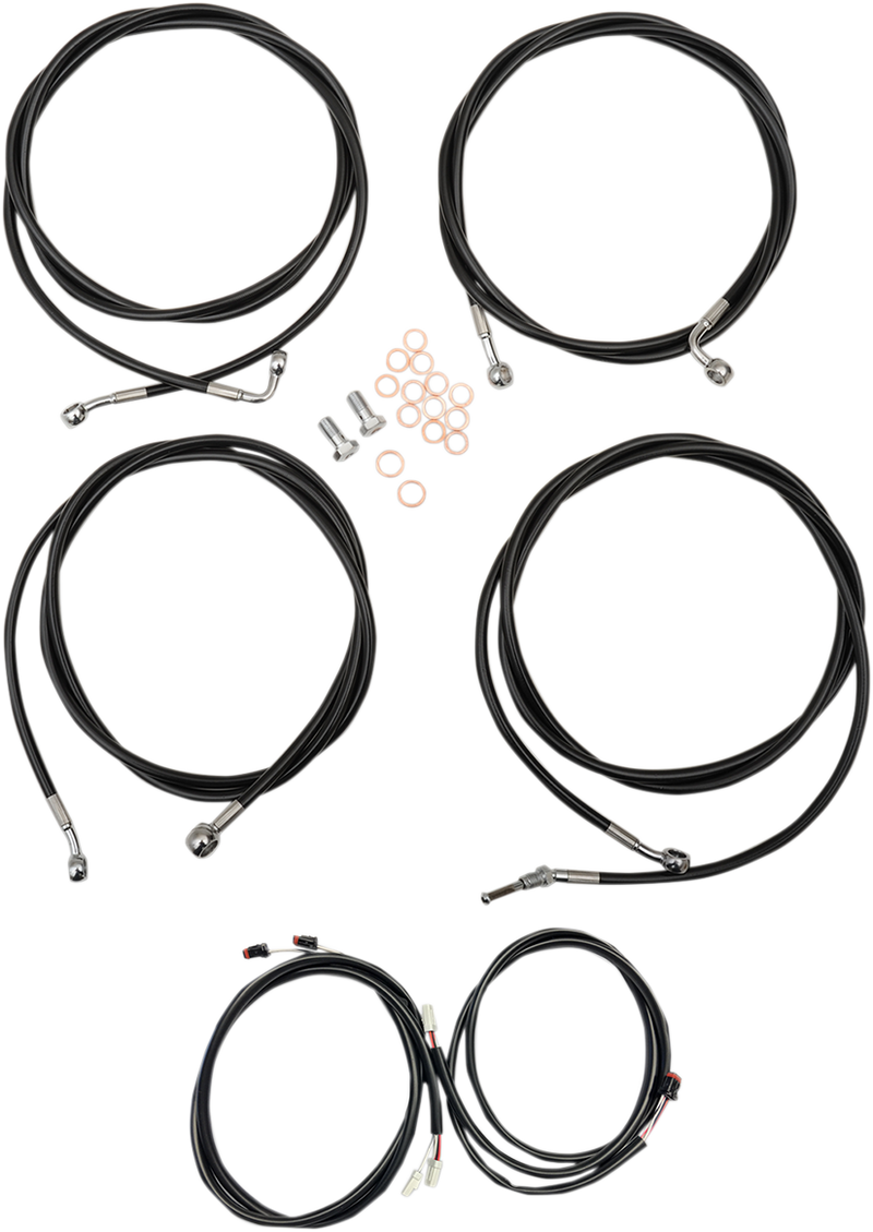 LA CHOPPERS Cable Kit - 12" - 14" Ape Hanger Handlebars - Black LA-8054KT3-13B