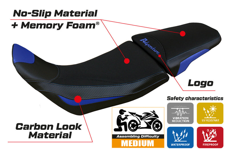 Honda Africa Twin Adv Sport 1100 2020-2024 Comfort Heat Seat Cover Tappezzeria Italia in Blue