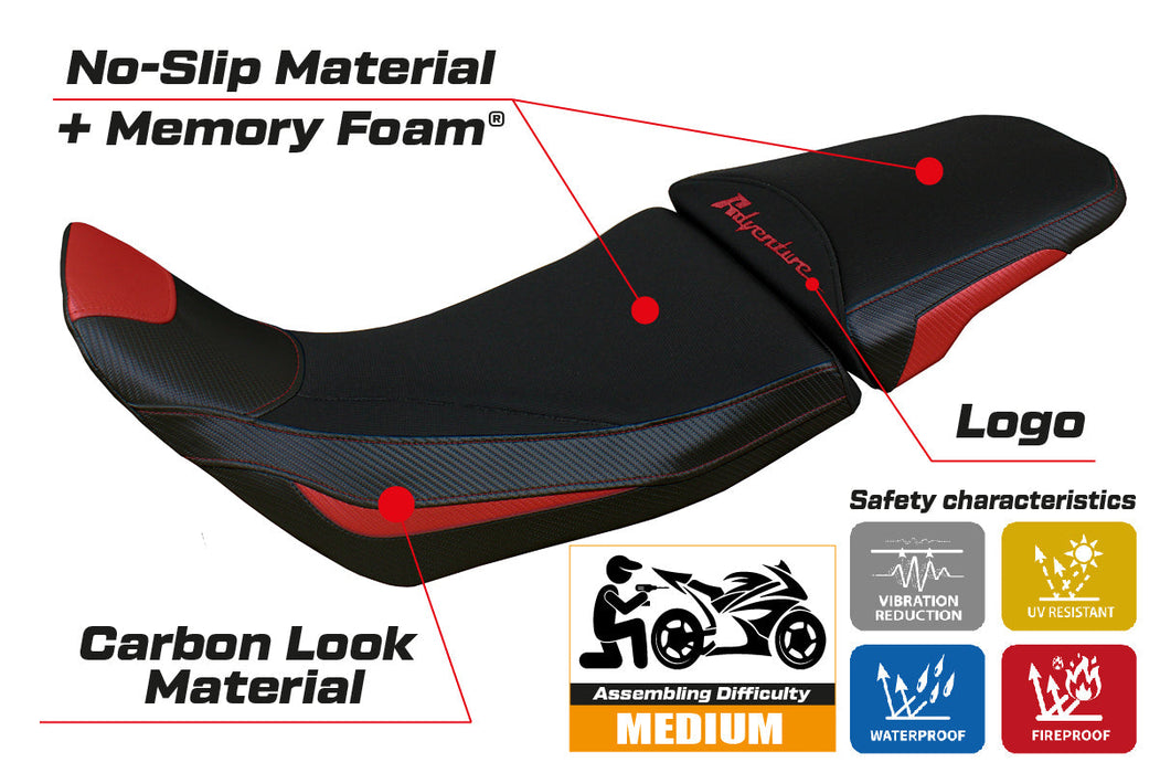 Honda Africa Twin Adv Sport 1100 2020-2024 Comfort Heat Seat Cover Tappezzeria Italia in Red