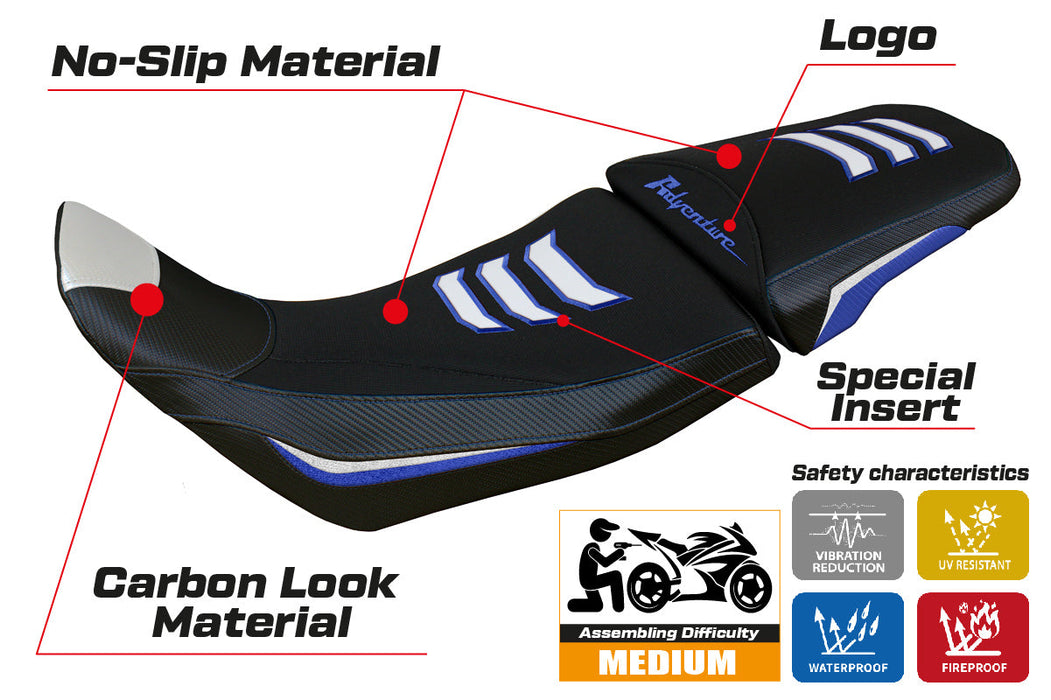 Honda Africa Twin 1100 ADV Sport 2020-2024 Seat Cover Tappezzeria Italia in Blue and White SE