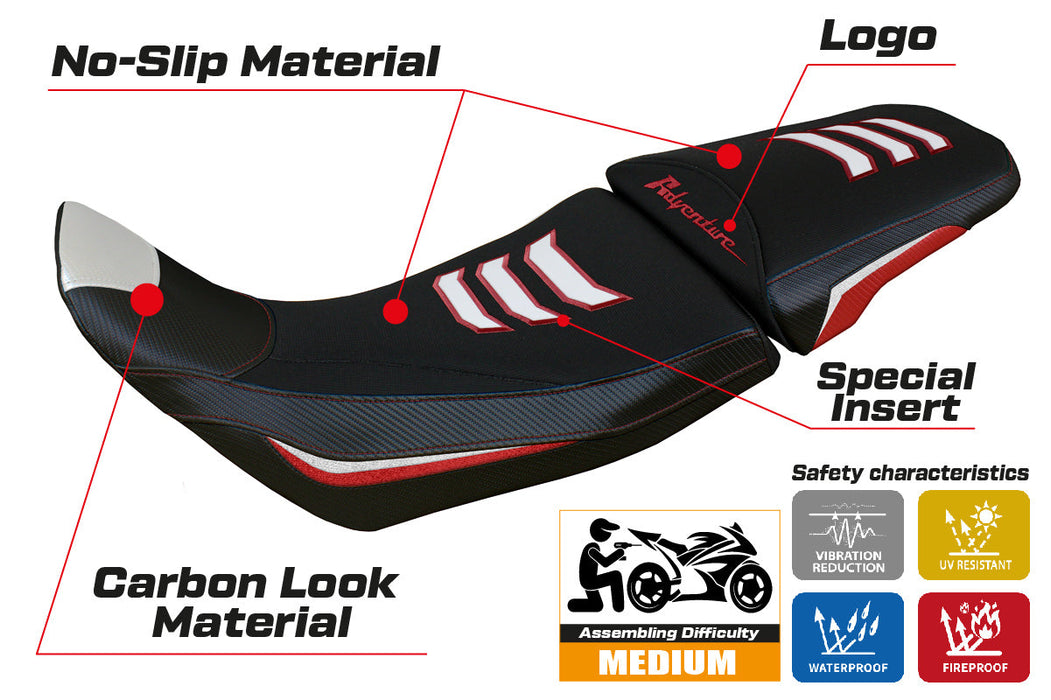 Honda Africa Twin 1100 ADV Sport 2020-2024 Seat Cover Tappezzeria Italia in White and Red SE