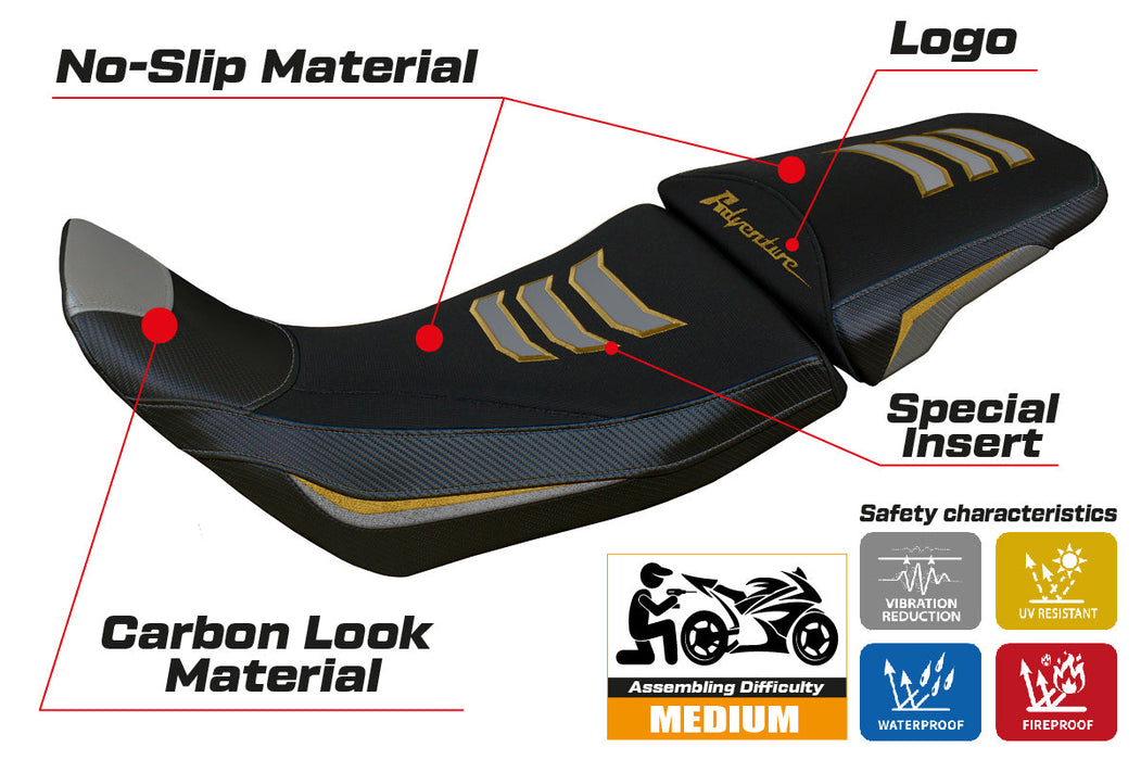 Honda Africa Twin 1100 ADV Sport 2020-2024 Seat Cover Tappezzeria Italia in Grey and Gold SE