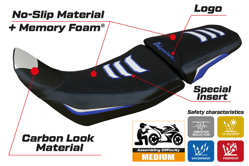 Honda Africa Twin ADV Sport 2020-2024 Seat Cover Tappezzeria Italia Comfort in Blue and White