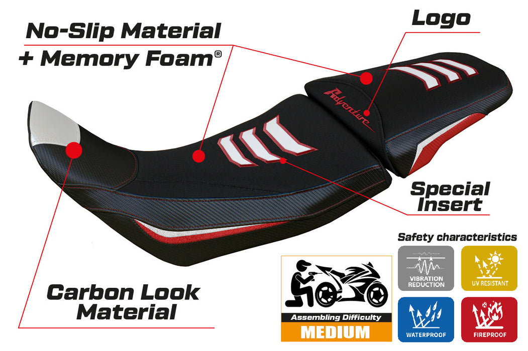 Honda Africa Twin ADV Sport 2020-2024 Seat Cover Tappezzeria Italia Comfort in White and Red