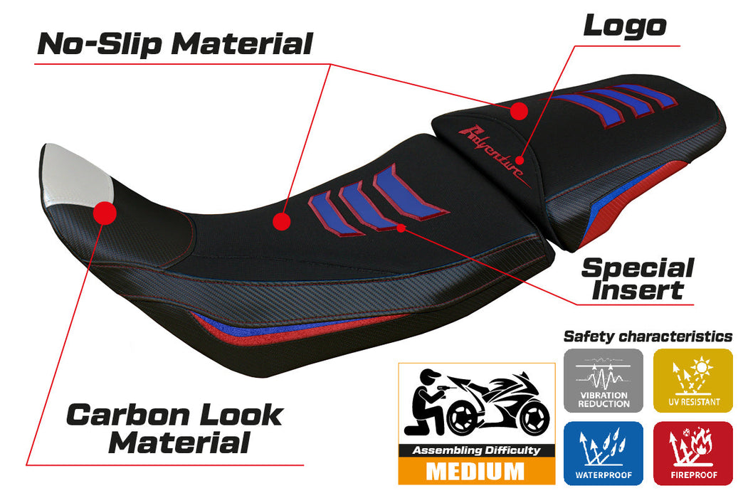 Honda Africa Twin 1100 2020-2024 Seat Cover Tappezzeria Italia in White, Red and Blue SE