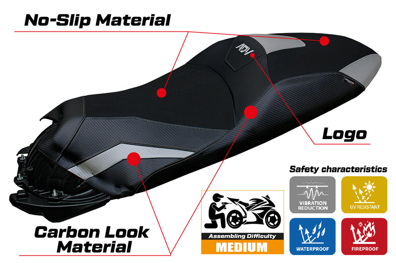 Honda ADV 350 2022-2024 Seat Cover Tappezzeria Italia in Silver and Black
