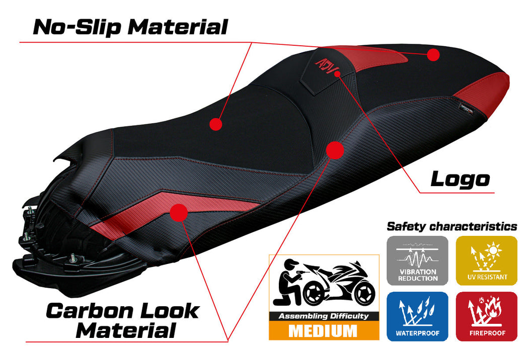 Honda ADV 350 2022-2024 Seat Cover Tappezzeria Italia in Red and Black