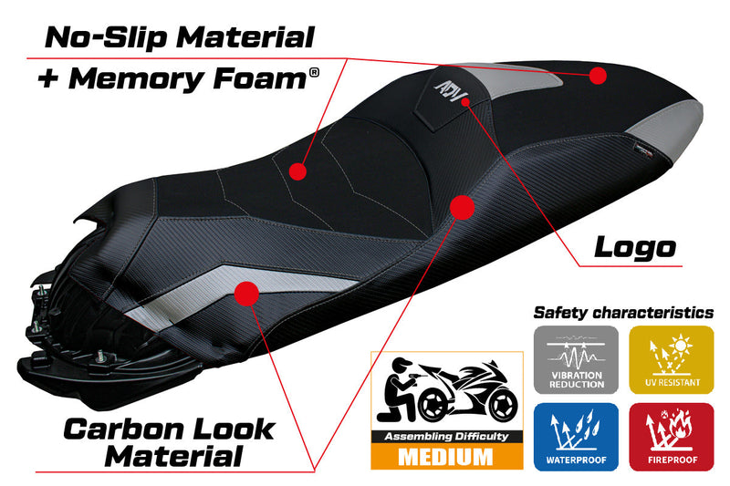Honda ADV 350 2022-2024 Seat Cover Tappezzeria Italia Comfort in Silver and Black