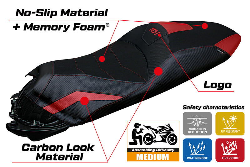 Honda ADV 350 2022-2024 Seat Cover Tappezzeria Italia Comfort in Red and Black