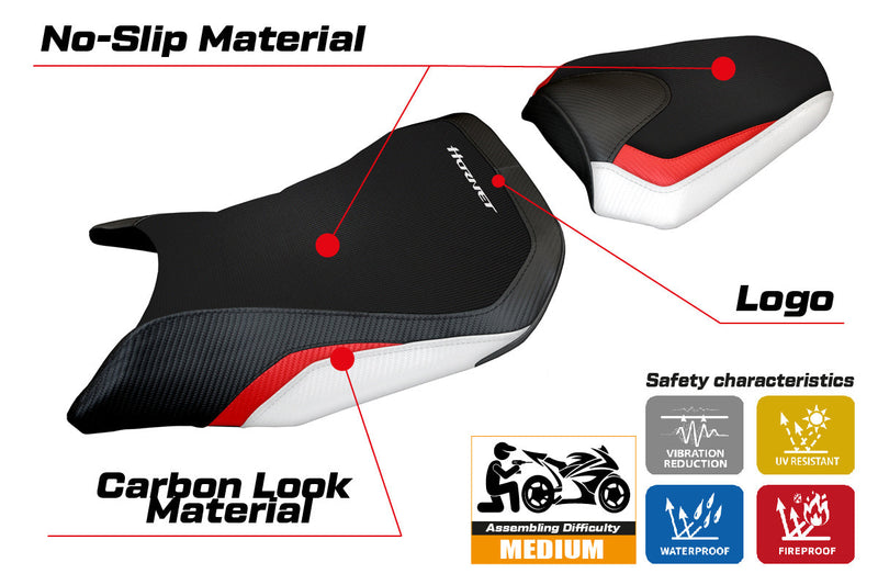Honda CB500 Hornet 2024 Seat Cover Tappezzeria Italia White Red and Black