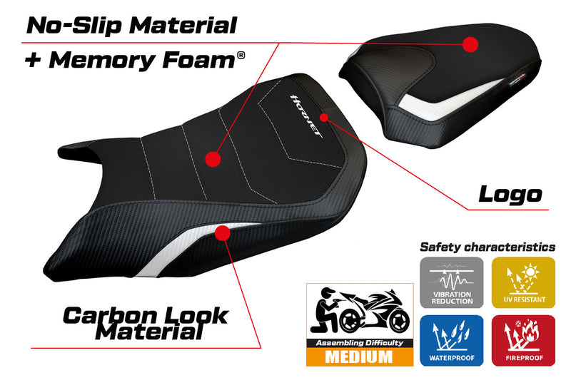 Honda CB500 Hornet 2024 Seat Cover Tappezzeria Italia Comfort White and Black