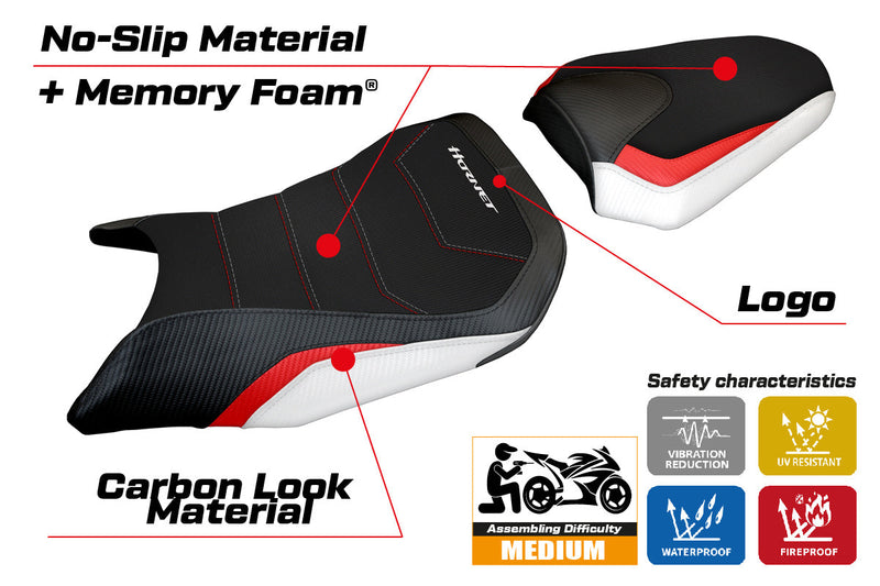 Honda CB500 Hornet 2024 Seat Cover Tappezzeria Italia Comfort White Red and Black
