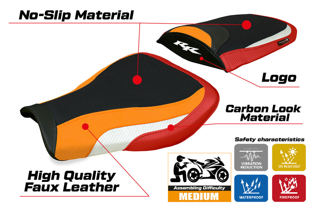 Honda CBR 600 RR 2007-2024 Seat Cover Tappezzeria White Red Orange