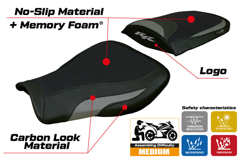 Honda CBR 600 RR 2007-2024 Seat Cover Tappezzeria Comfort Grey Black