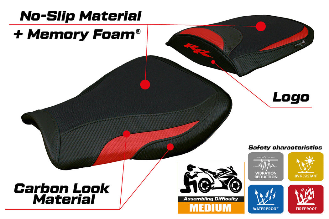 Honda CBR 600 RR 2007-2024 Seat Cover Tappezzeria Comfort Red Black
