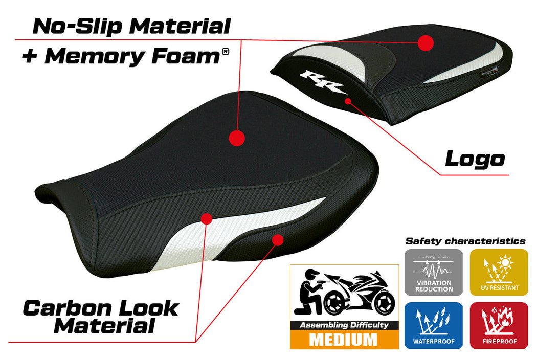 Honda CBR 600 RR 2007-2024 Seat Cover Tappezzeria Comfort White Black