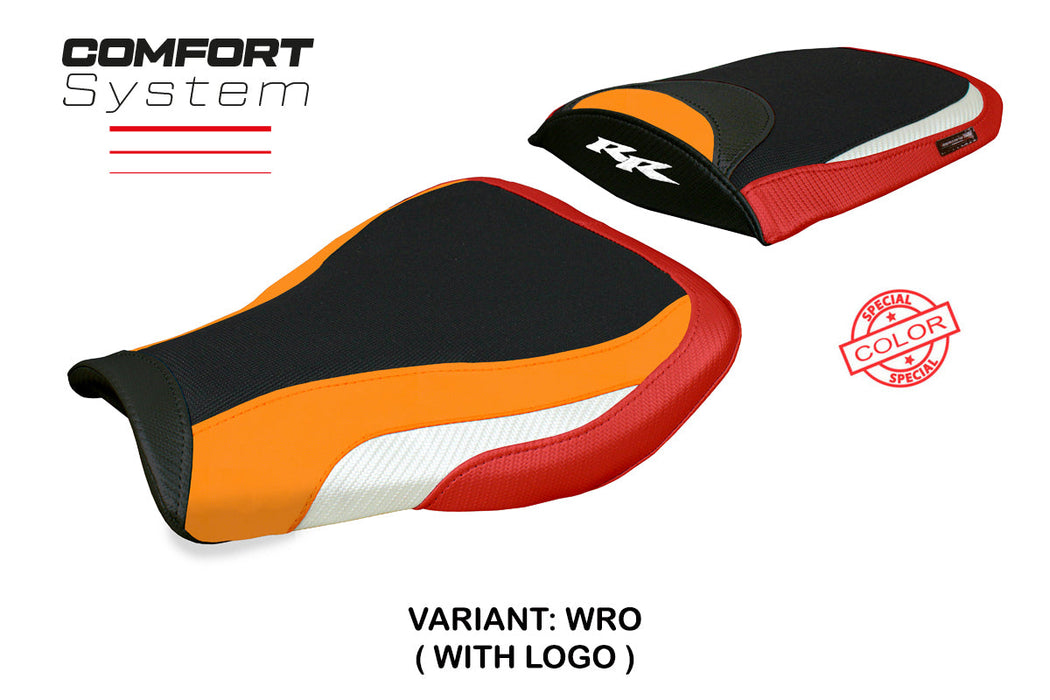 Honda CBR 600 RR 2007-2024 Seat Cover Tappezzeria Comfort White Red Orange