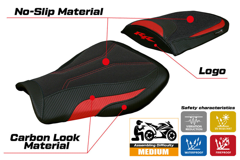 Honda CBR 600 RR 2007-2024 Seat Cover Tappezzeria Ultragrip Red Black