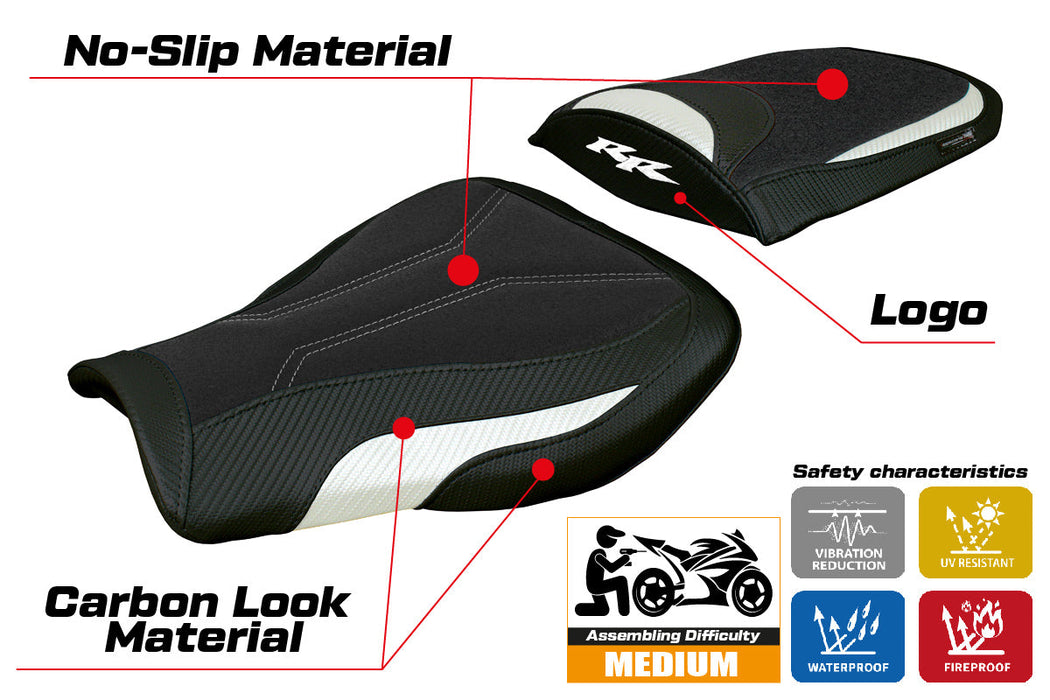 Honda CBR 600 RR 2007-2024 Seat Cover Tappezzeria Ultragrip White Blk