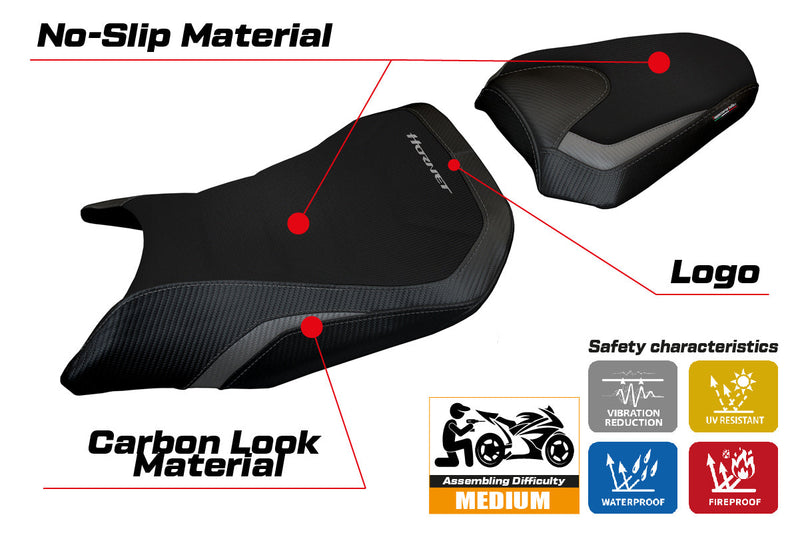 Honda CB750 Hornet 2023-2024 Seat Cover Tappezzeria Italia in Grey and Black