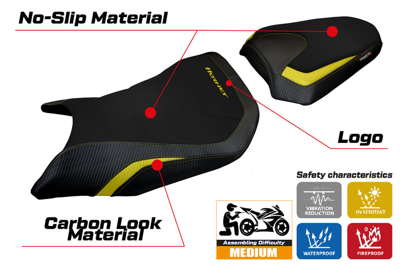 Honda CB750 Hornet 2023-2024 Seat Cover Tappezzeria Italia in Yellow and Black