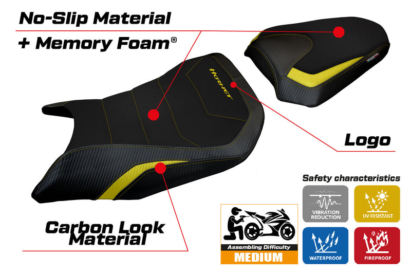 Honda CB750 Hornet 2023-2024 Seat Cover Tappezzeria Italia Comfort in Yellow and Black