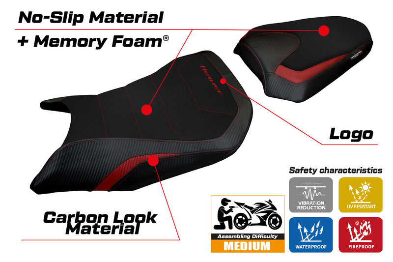 Honda CB750 Hornet 2023-2024 Seat Cover Tappezzeria Italia Comfort in Red and Black